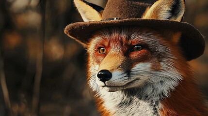 Poster -   Fox in hat with intense gaze