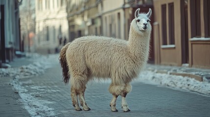 Wall Mural - llama in the zoo