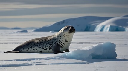 Wall Mural - a full body shot of leopard seal
