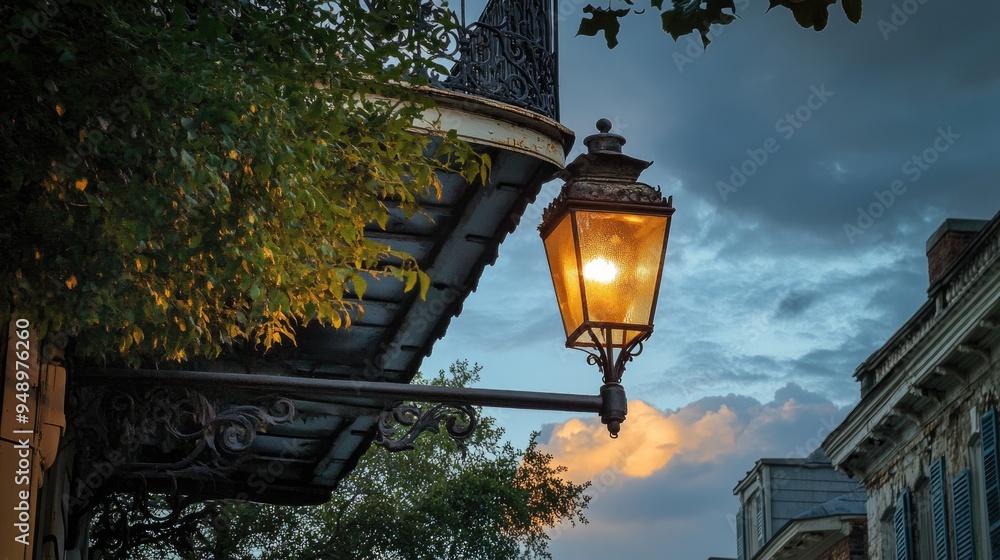 New Orleans Street Lamp. Louisiana Antique Architecture in French ...