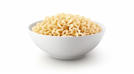 Wall Mural - Isolated instant noodles in white bowl. Cooked instant noodles with vegetables in bowl isolated on white background. Neural network ai generated art