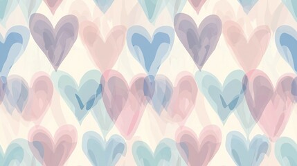 Canvas Print -   A collection of hearts in various hues of blue, pink, and purple against a white backdrop