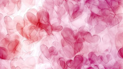 Wall Mural -   A lot of pink hearts on a white and pink background with many small red hearts in the center