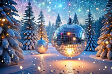 classic nostalgic retro disco winter wonderland sparkling lights