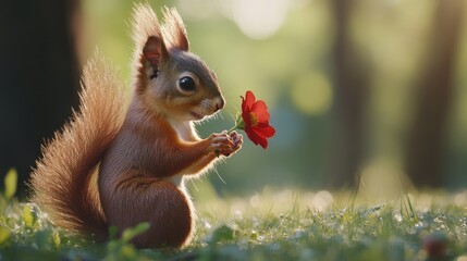 Wall Mural - squirrel in the park