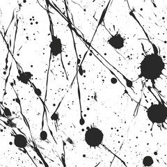 Wall Mural - Seamless pattern of black ink splat on white background