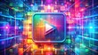 © Four888 - Colorful abstract vectors illustrate a popular video sharing platform's iconic play button and screen interface in a creative and modern digital illustration.