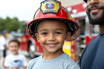 First Responders Day in North Carolina with a family-friendly event, captured in a photo where families enjoy a day of activities, including fire truck tours, safety demonstrations, and games,