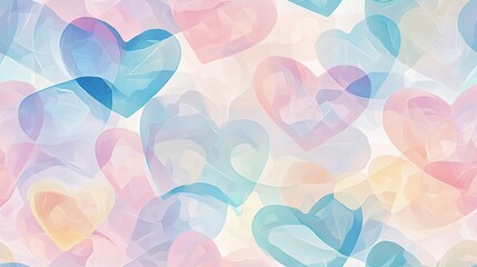 Wall Mural -   A lot of heart-shaped pastels on a pastel background with blue, pink, yellow, and pink colors in the shape of hearts