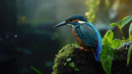 Wall Mural - kingfisher on branch