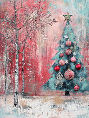Wall Mural - christmas card,holiday gift boxes vintage style,zero waste eco friendly gift wrapping in kraft paper
