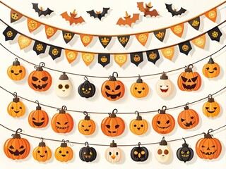 Wall Mural - Creepy Halloween garland vectors