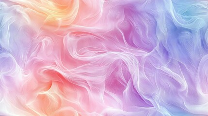 Poster -   A pastel background with swirls and waves in blue, pink, yellow, and orange colors