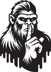 Wall Mural - Gorilla Hand over Lips Stylized Vector Illustration