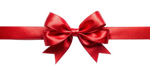 Red ribbon bow, isolated on transparent png background