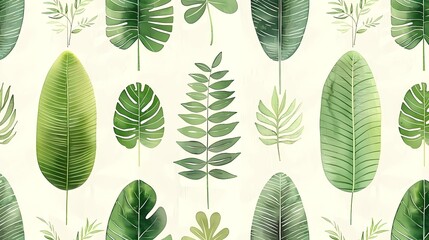 Canvas Print - pattern with green leaves