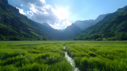 Poster - View Valley With Mountains The Backgroun