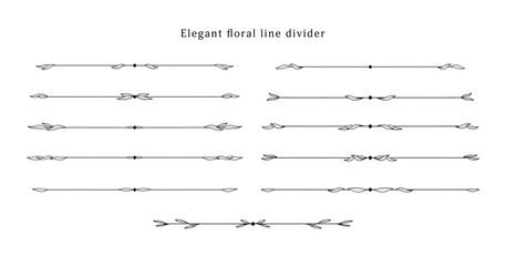 set elegant floral line divider decoration, nature vector floral line divider