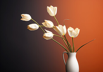 Wall Mural - Romantic minimalist still life with beautiful bunch of tulips