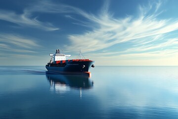 Poster - The imposing presence of a cargo ship