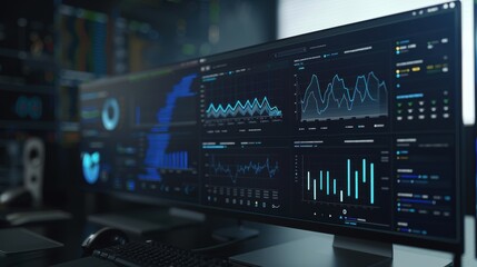 Wall Mural - modern computer showing financial data and charts for analysis