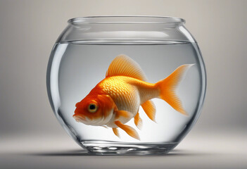 Gold fish in a fishbowl on transparency background