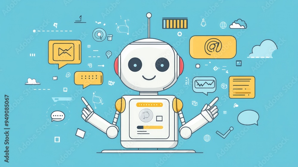 Icons for a chatbot, chatbot concept, online AI assistant, and ...