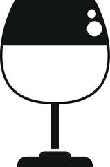 Wall Mural - Simple vector icon of a half full wine glass, bringing up the question of optimism and pessimism