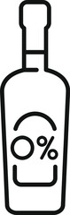 Sticker - Simple vector icon of a bottle with zero percent symbol, representing an alcohol free beverage