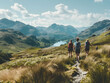 © Lotti - Group of friends trek through picturesque Lake District National Park, enjoying scenic views and nature.