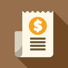 Canvas Print - Paper bill payment invoice icon is featuring a dollar sign, representing expenses and paying bills