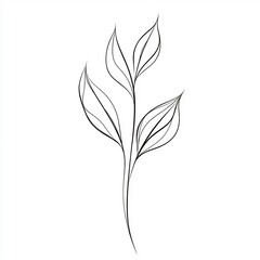 Canvas Print - Stylized leaf made from a single continuous line symbolizing growth or nature