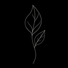 Canvas Print - Stylized leaf made from a single continuous line symbolizing growth or nature