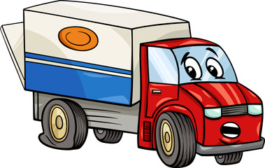 Wall Mural - funny truck car character cartoon illustration