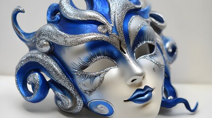 Blue and silver venetian carnival mask
