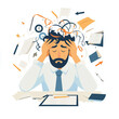 © Andrii - Tired Businessman Suffering From Nervous Breakdown: Illustration of Exhausted Man Coping with Stress and Overwork in Chaos.