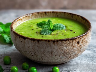 green soup in a bowl