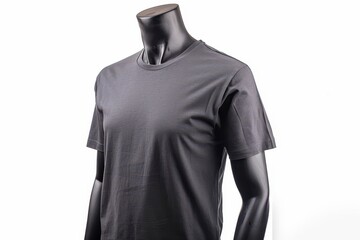 Grey cotton T shirt on mannequin white background