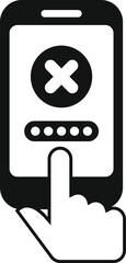 Sticker - Hand is holding a smartphone and entering an incorrect password, showing an error message on the screen