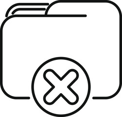 Sticker - Outline icon representing a folder with a cross symbol, indicating a delete or remove action