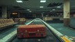 © Paul - Abandoned baggage claim area, vintage conveyor belt still running with dusty old suitcases, surrounded by retro airport design elements, capturing a haunting past
