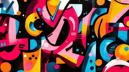 Canvas Print - Vibrant street artinspired design with graffitistyle typography and bold clashing colors