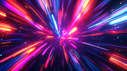 Pink and Blue Neon Light Streaks in Dynamic Space Burst