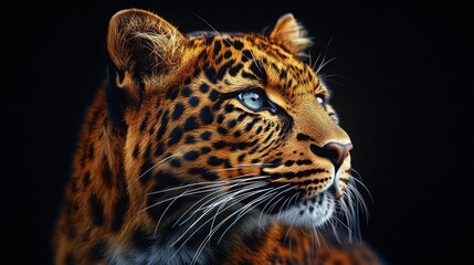 Wall Mural - Majestic Leopard with Striking Blue Eyes