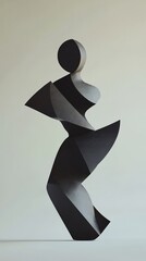 Wall Mural - Abstract human figure composed of just a few geometric shapes capturing the essence of motion or balance