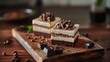 © Fotograf - Freshly baked chocolate cakes on a wooden cutting board