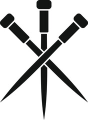 Sticker - Simple black icon of three acupuncture needles crossing, forming an abstract symbol