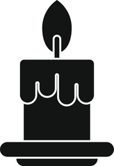 Sticker - Black silhouette of a burning candle with melted wax, standing on a candlestick holder