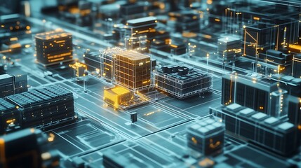 Fototapete - Futuristic Supply Chain Management System with Real-Time Tracking and AI-Powered Logistics Optimization, Organized and Efficient Design, Photo Realistic