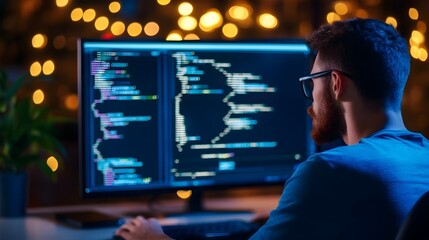 Wall Mural - programmer integrating api to enhance website efficiency and streamline software engineering process